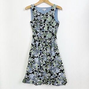 Linea Domani Blue Black‎ Green Sleeveless A-Line Flared Sundress Size 8